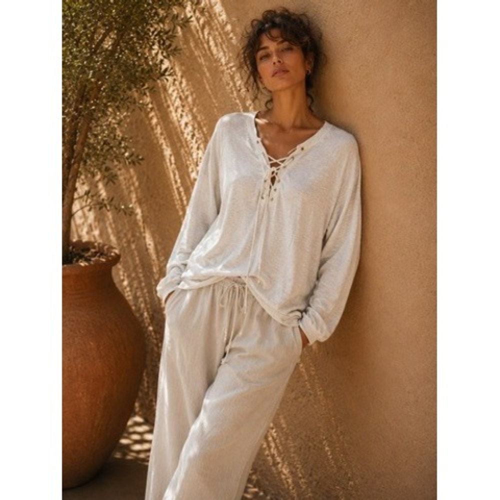 KUHL Heather Gray Ruched Ribbed Long Sleeve Drape Neck Top Small Earthy Neutral